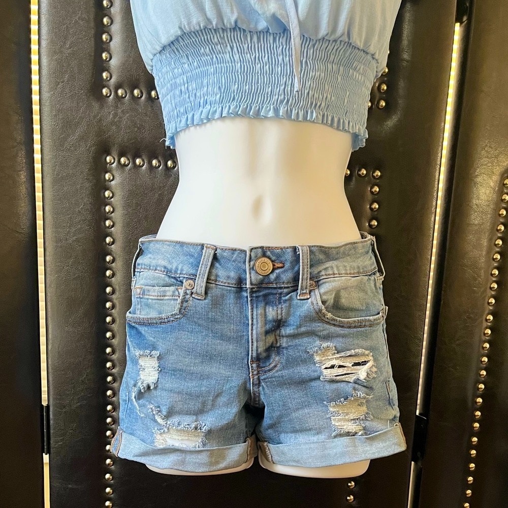 AEROPOSTALE LOW RISE MIDI Distressed Shorts